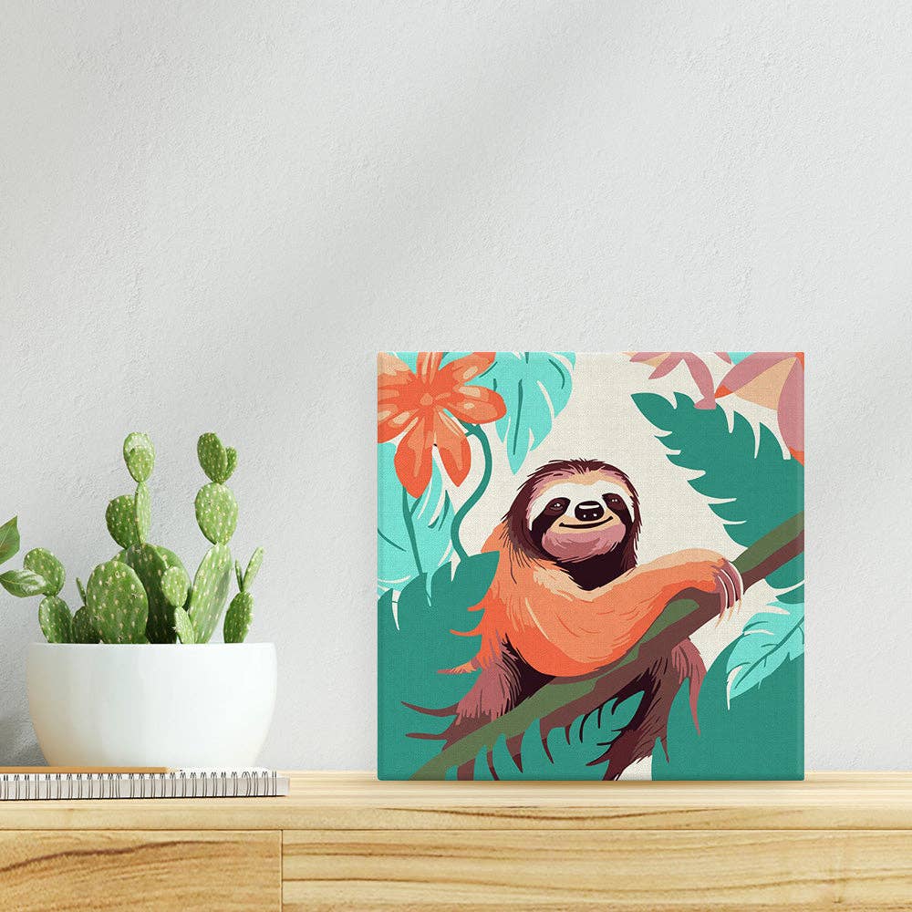 Figured'Art - Mini Paint by numbers framed - Tropical Sloth