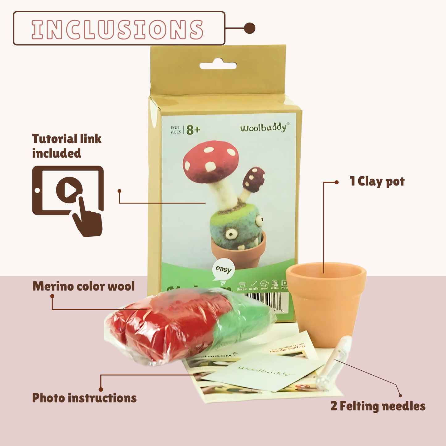 Woolbuddy - Needle Felting Mushroom Kit