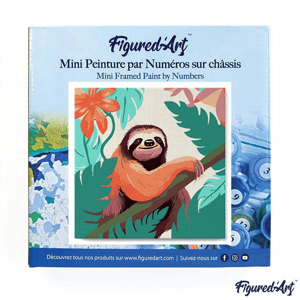 Figured'Art - Mini Paint by numbers framed - Tropical Sloth