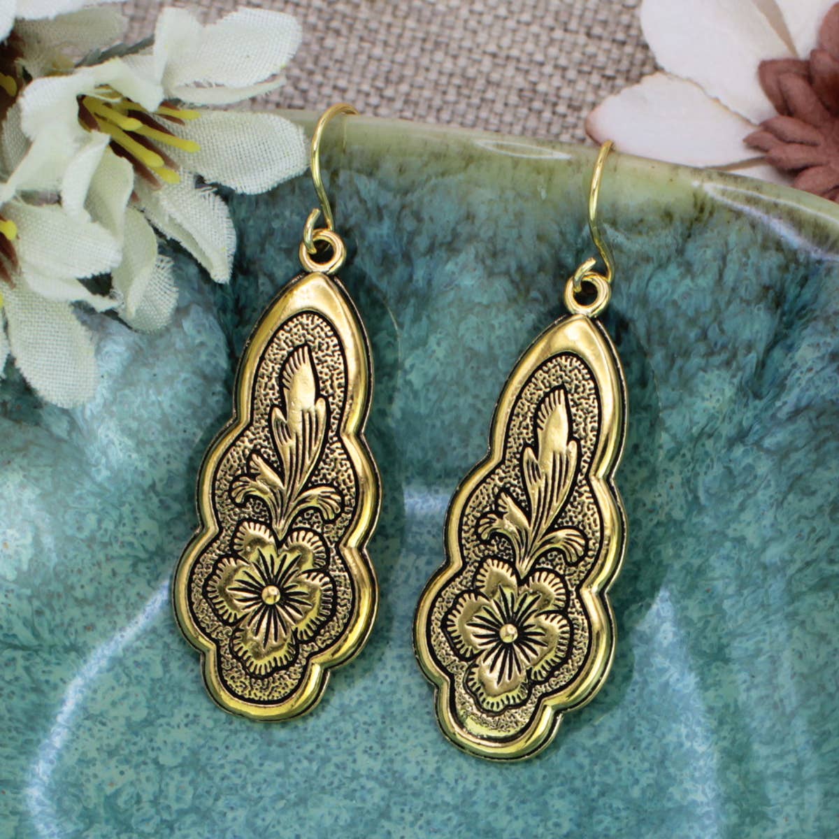 ZAD - Vintage Flourish Gold Earrings