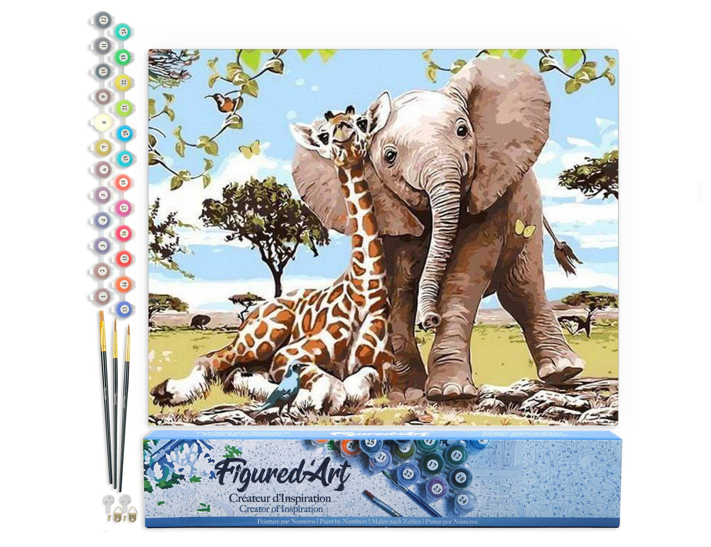 Figured'Art - Paint by numbers - Elephant & Giraffe friends
