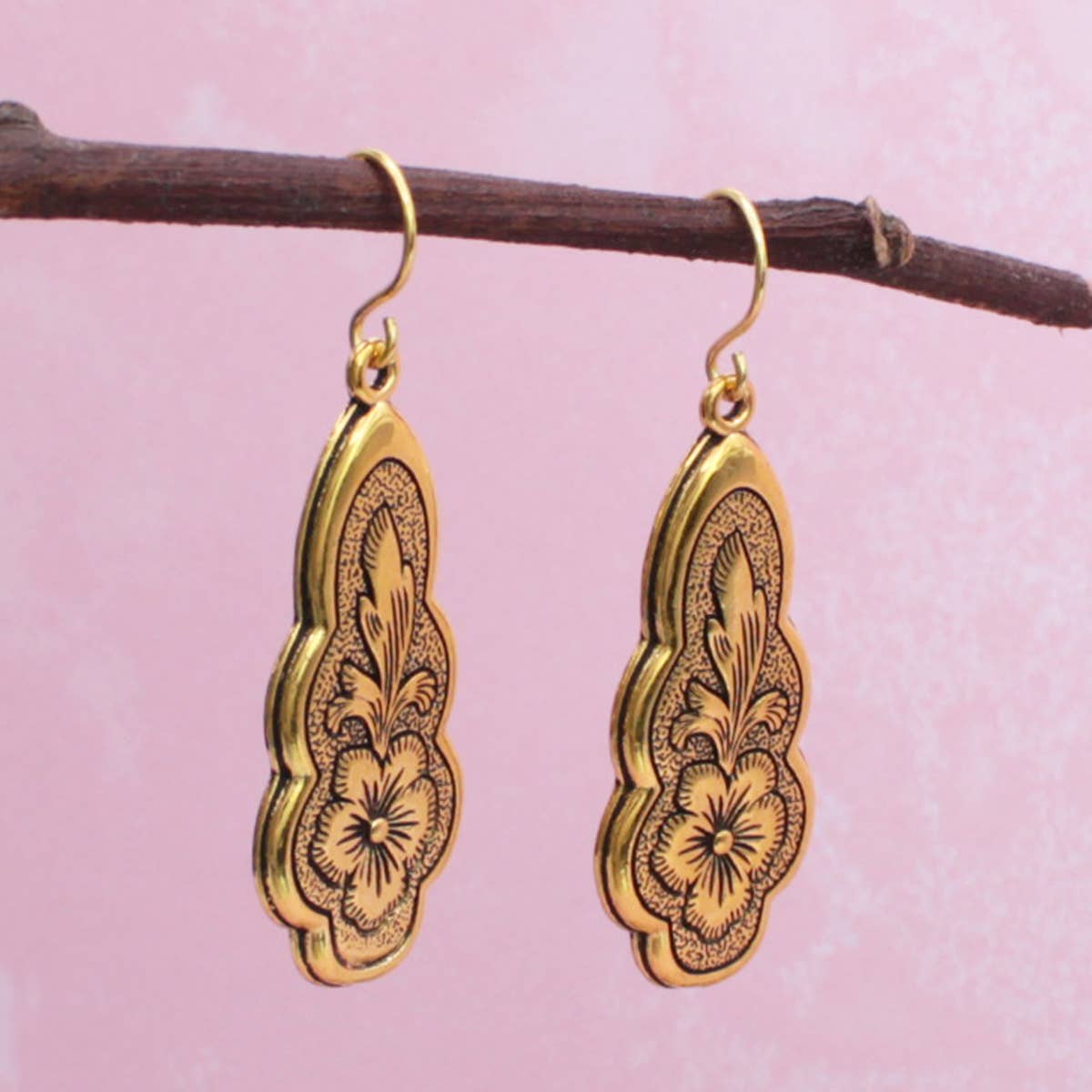 ZAD - Vintage Flourish Gold Earrings