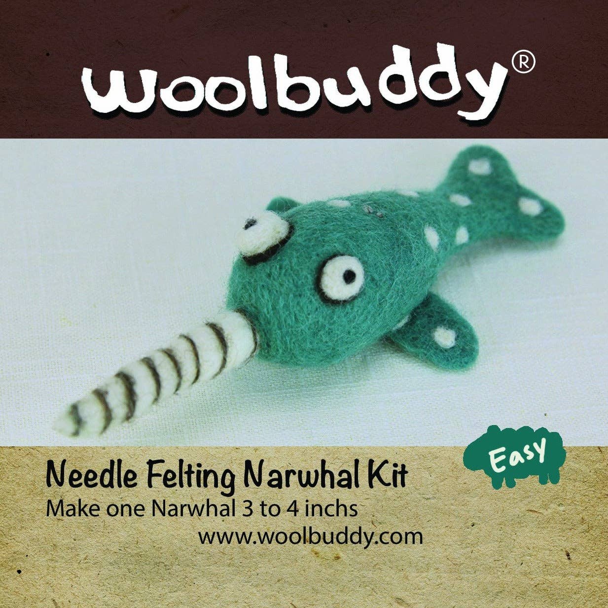 Woolbuddy - Needle Felting Narwhal Kit