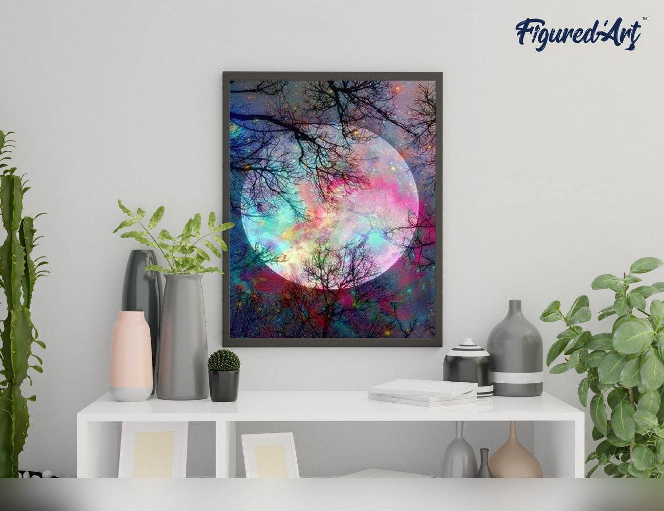 Figured'Art - Paint by numbers - Full Moon with colorful reflections