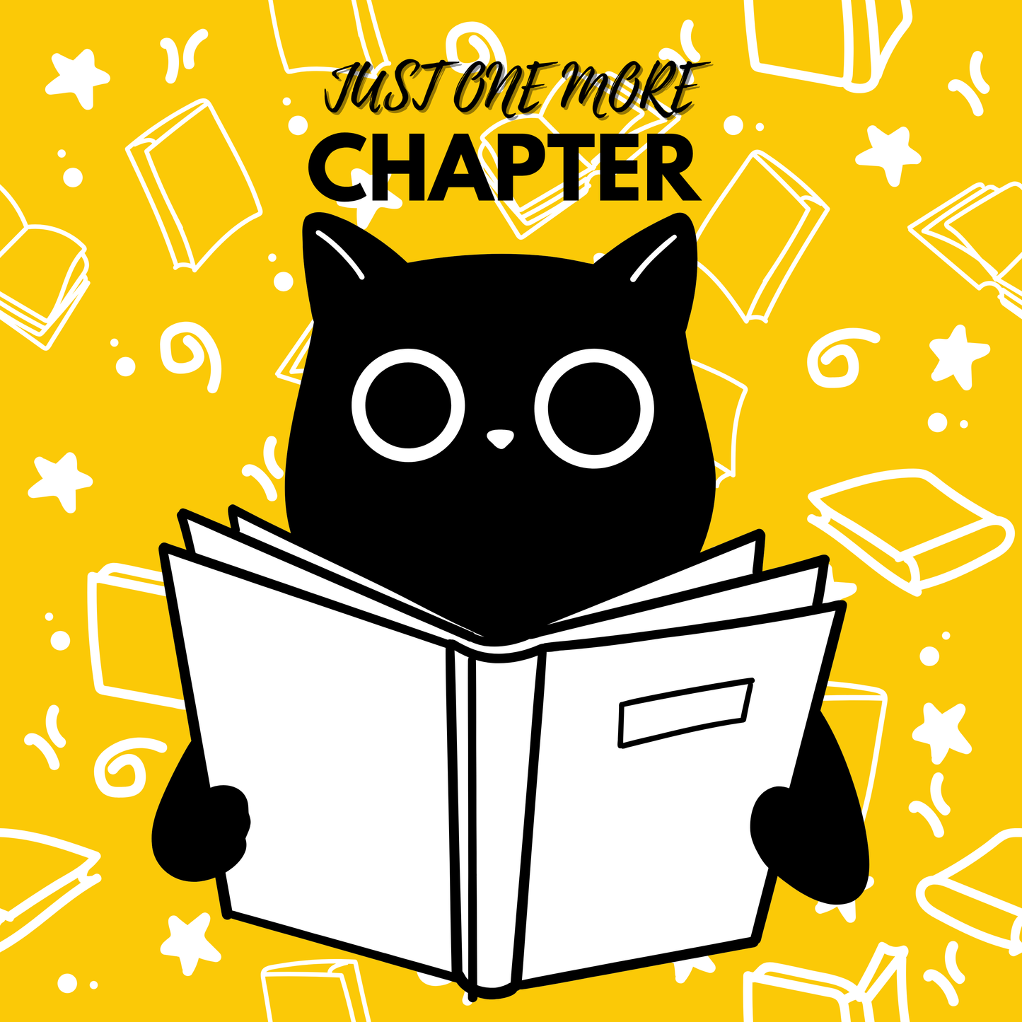 "Just One More" Chapter Cat Reading 1.75" Round Bookish Button