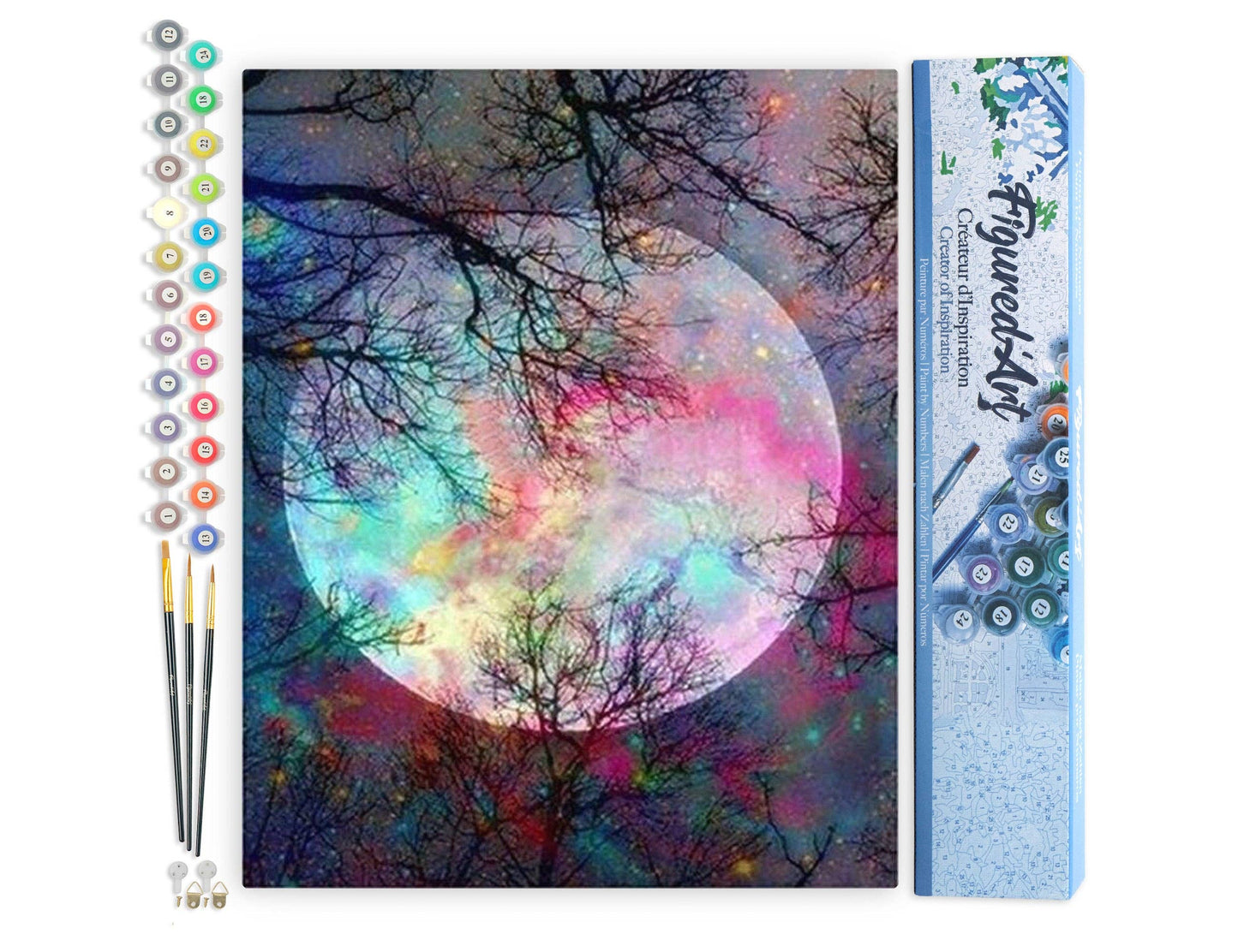 Figured'Art - Paint by numbers - Full Moon with colorful reflections