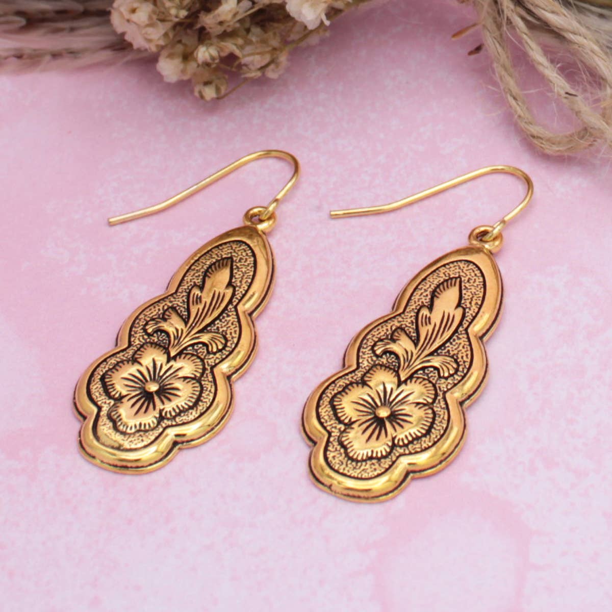 ZAD - Vintage Flourish Gold Earrings