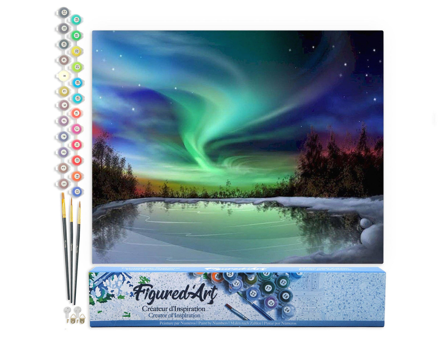 Figured'Art - Paint by numbers - Aurora borealis and Lake