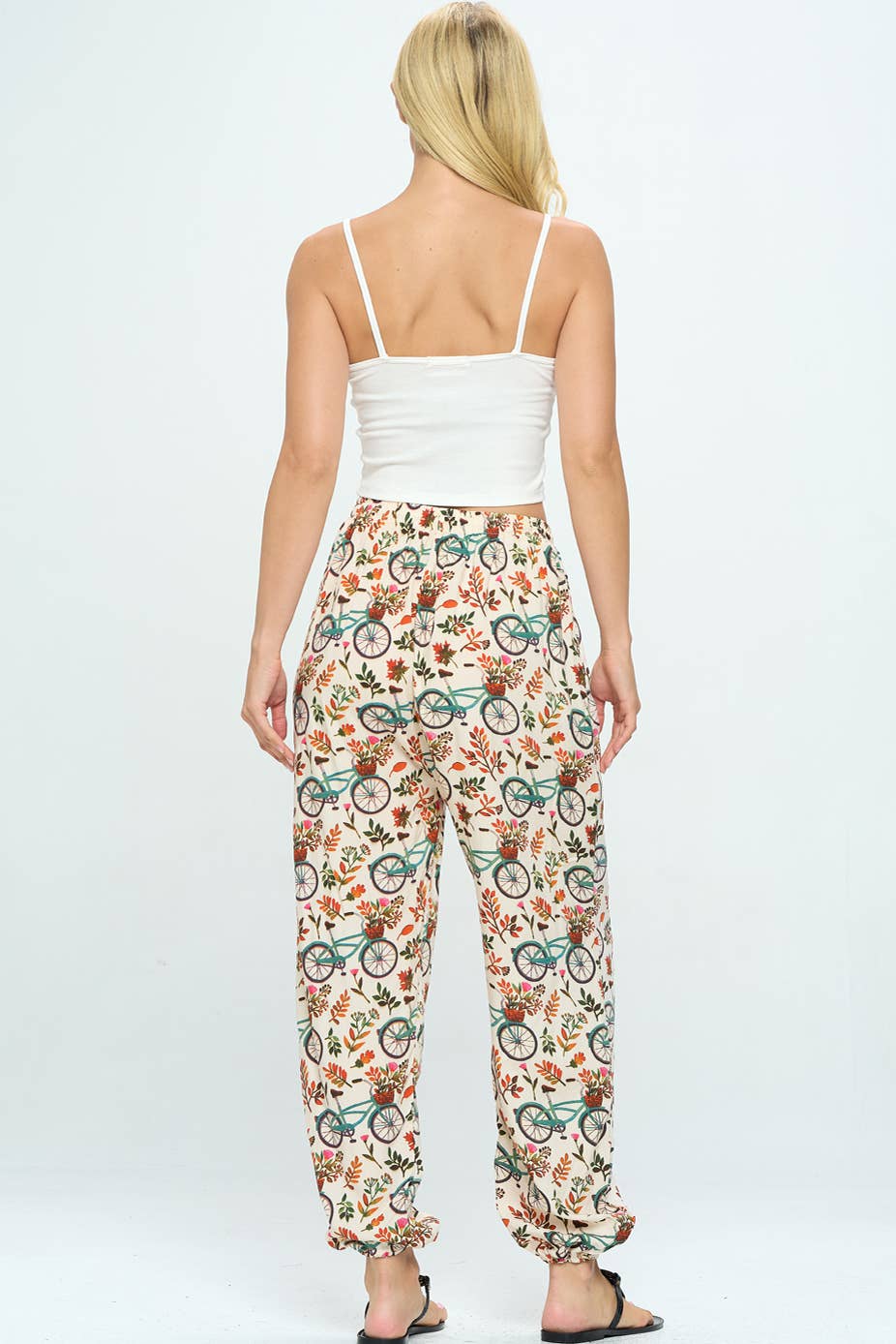 Bicycle with Floral Print Pant With Drawstring and Pocket - #shop_name LA SoulApparel