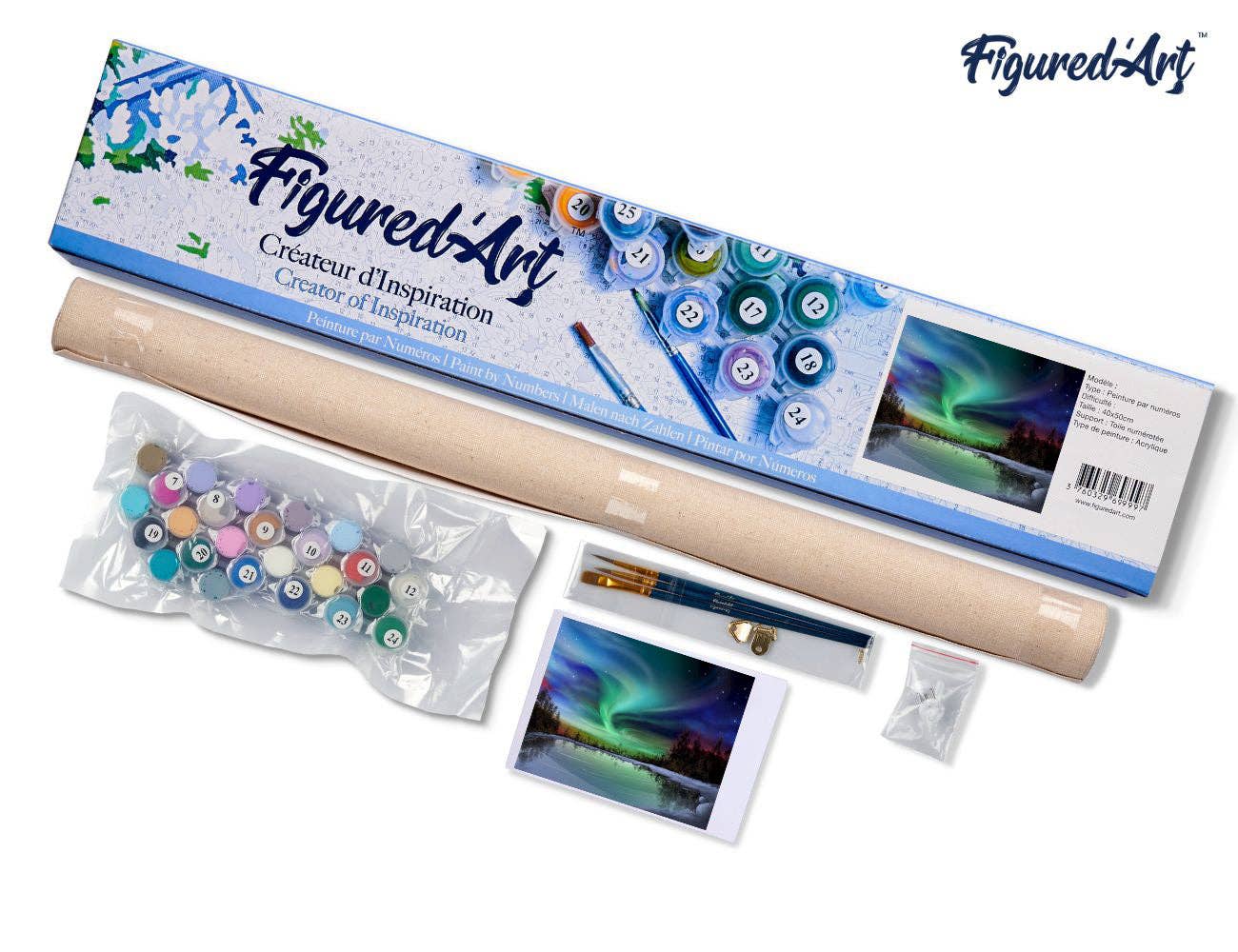 Figured'Art - Paint by numbers - Aurora borealis and Lake