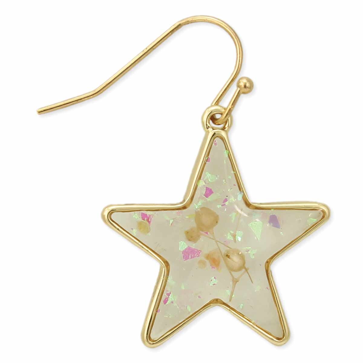 Cottage Floral Dried Flower Star Earring - #shop_name ZADGifts
