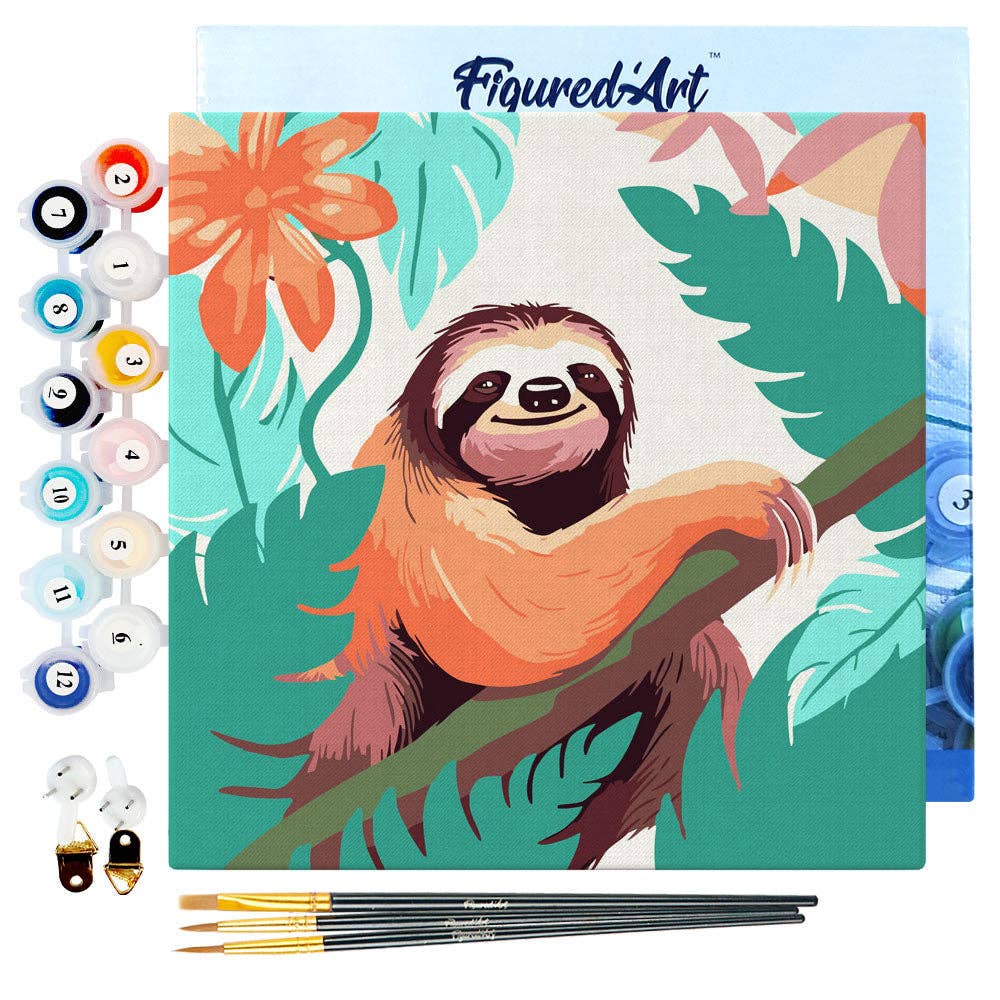 Figured'Art - Mini Paint by numbers framed - Tropical Sloth