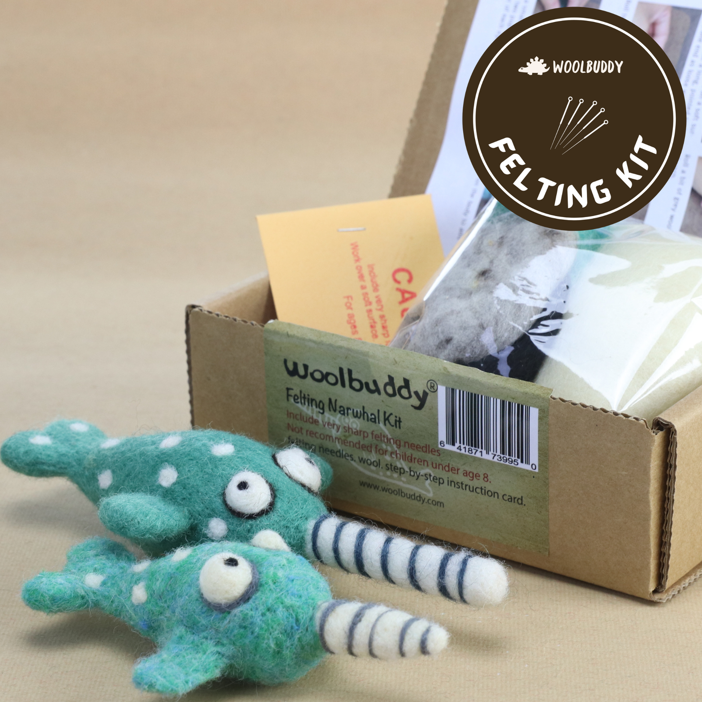 Woolbuddy - Needle Felting Narwhal Kit