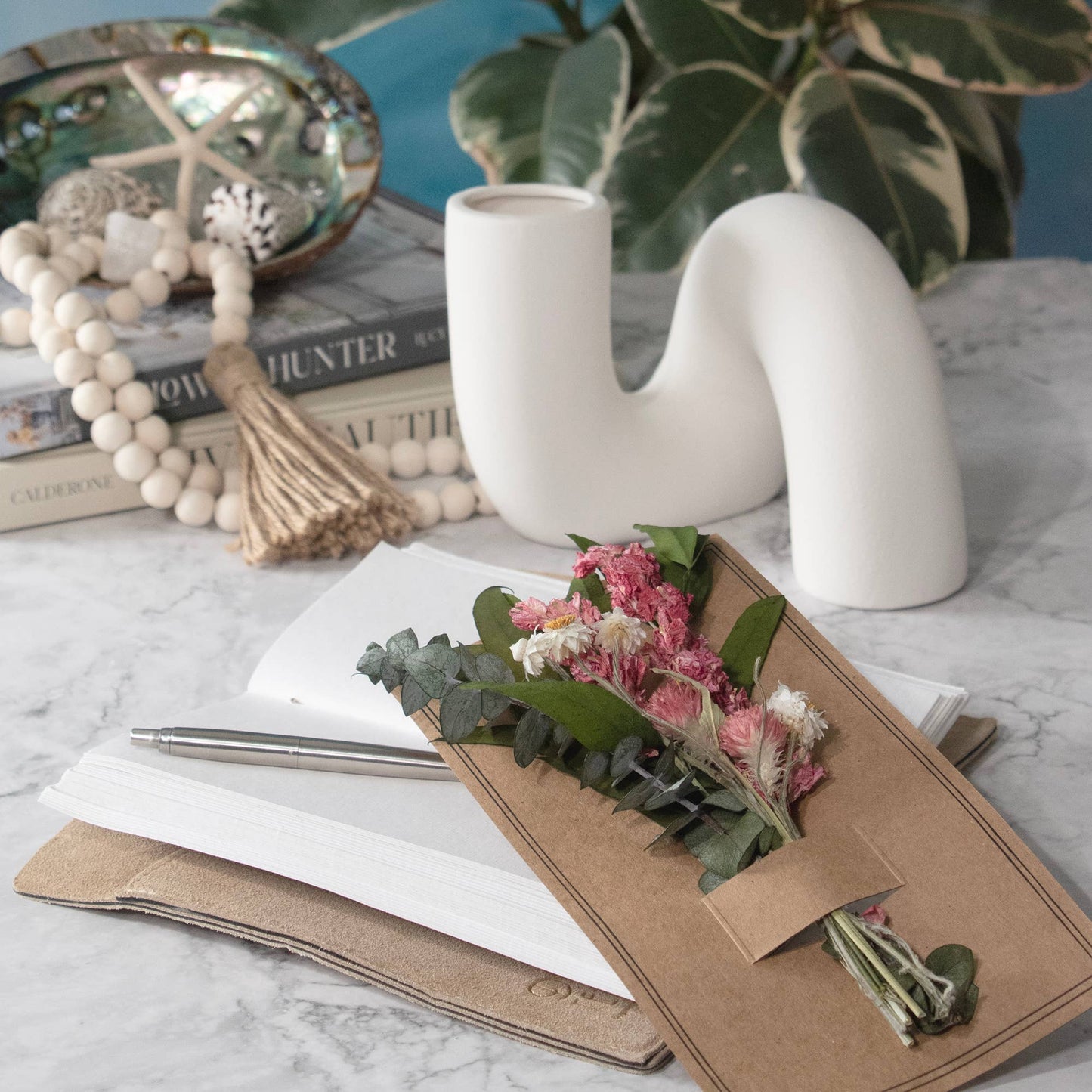Eucalyptus & Pink Larkspur Mini Bouquet - #shop_name AndalucaGifts