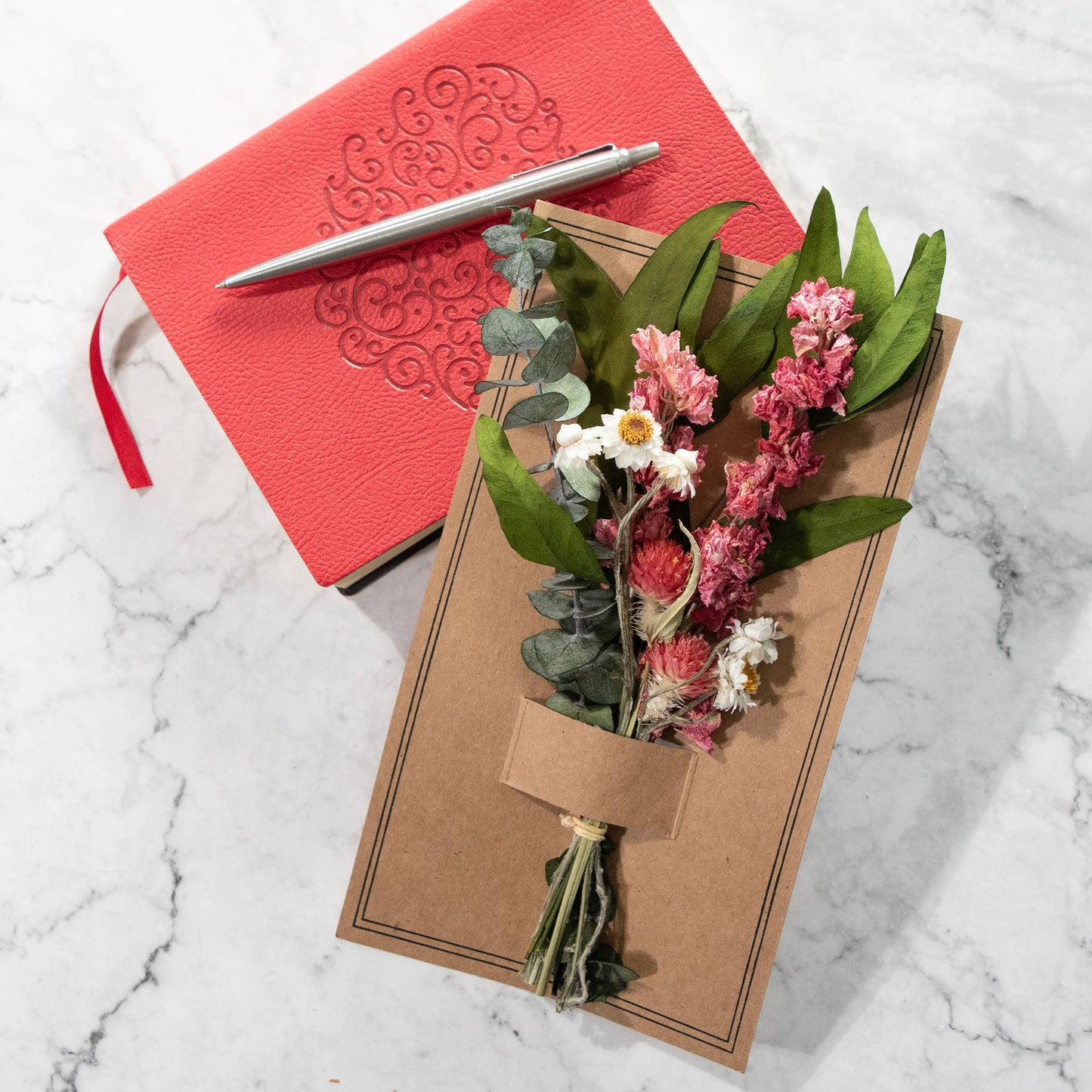 Eucalyptus & Pink Larkspur Mini Bouquet - #shop_name AndalucaGifts