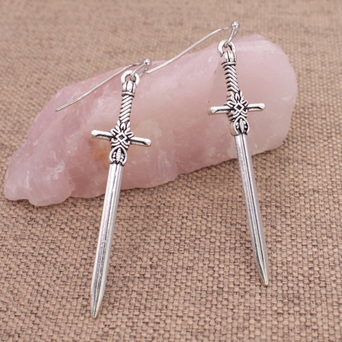 ZAD - Antiqued Silver Sword Earrings