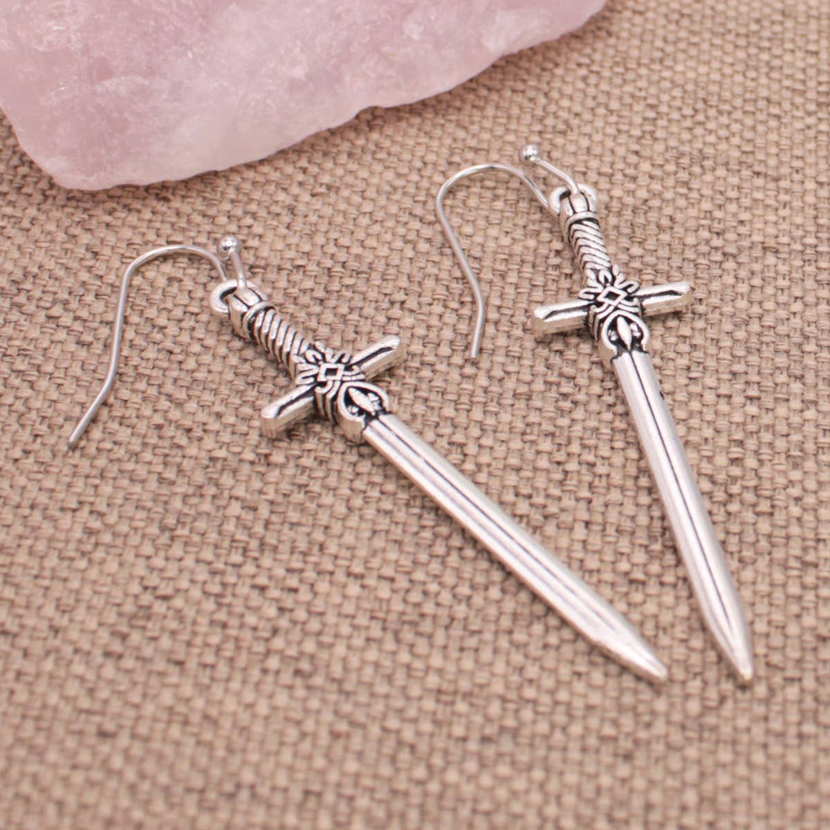 ZAD - Antiqued Silver Sword Earrings