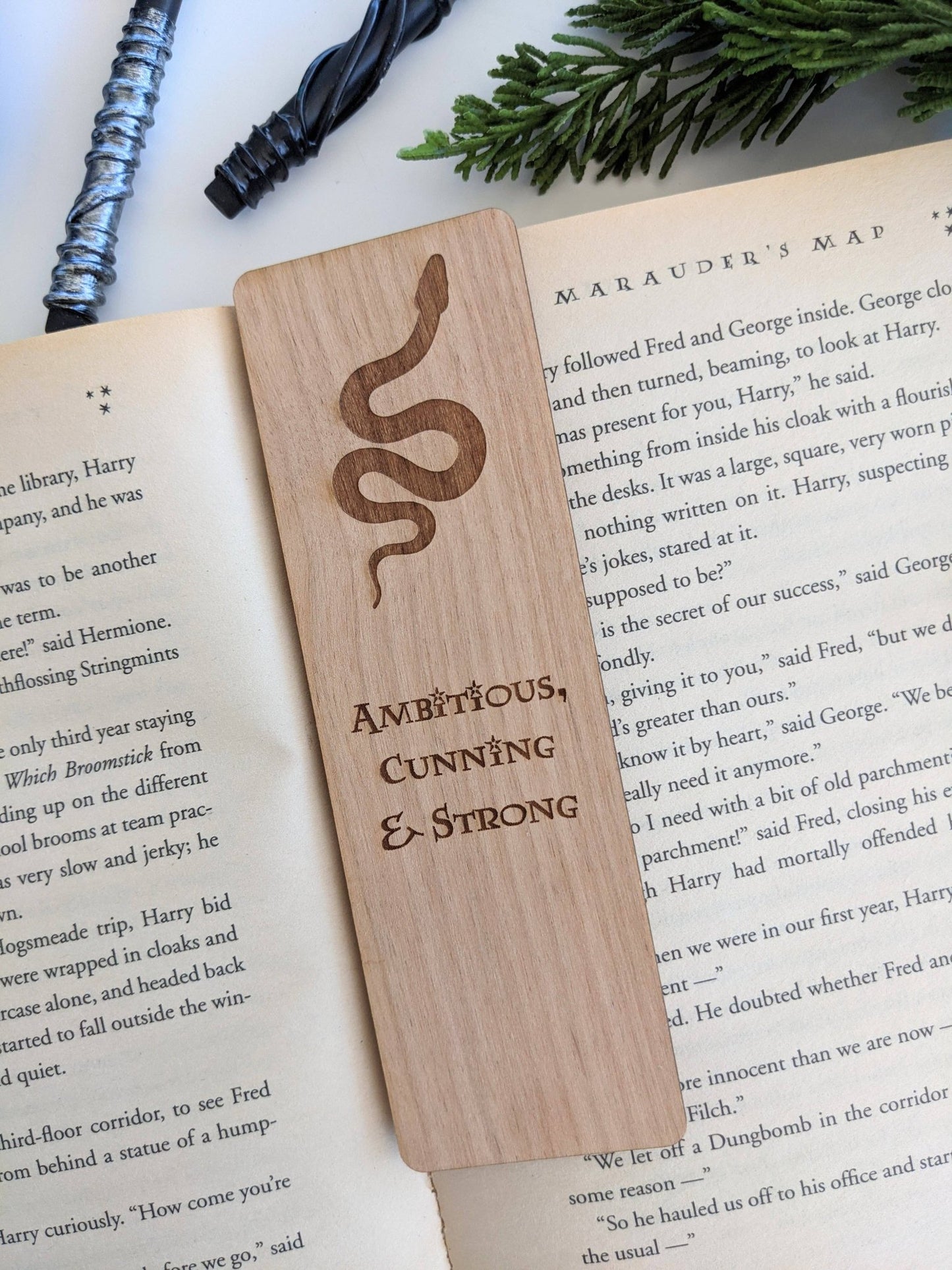 House Slytherin - Harry Potter Inspired Wooden Bookmark - #shop_name NTSD Gaming and Bookish GoodsGifts