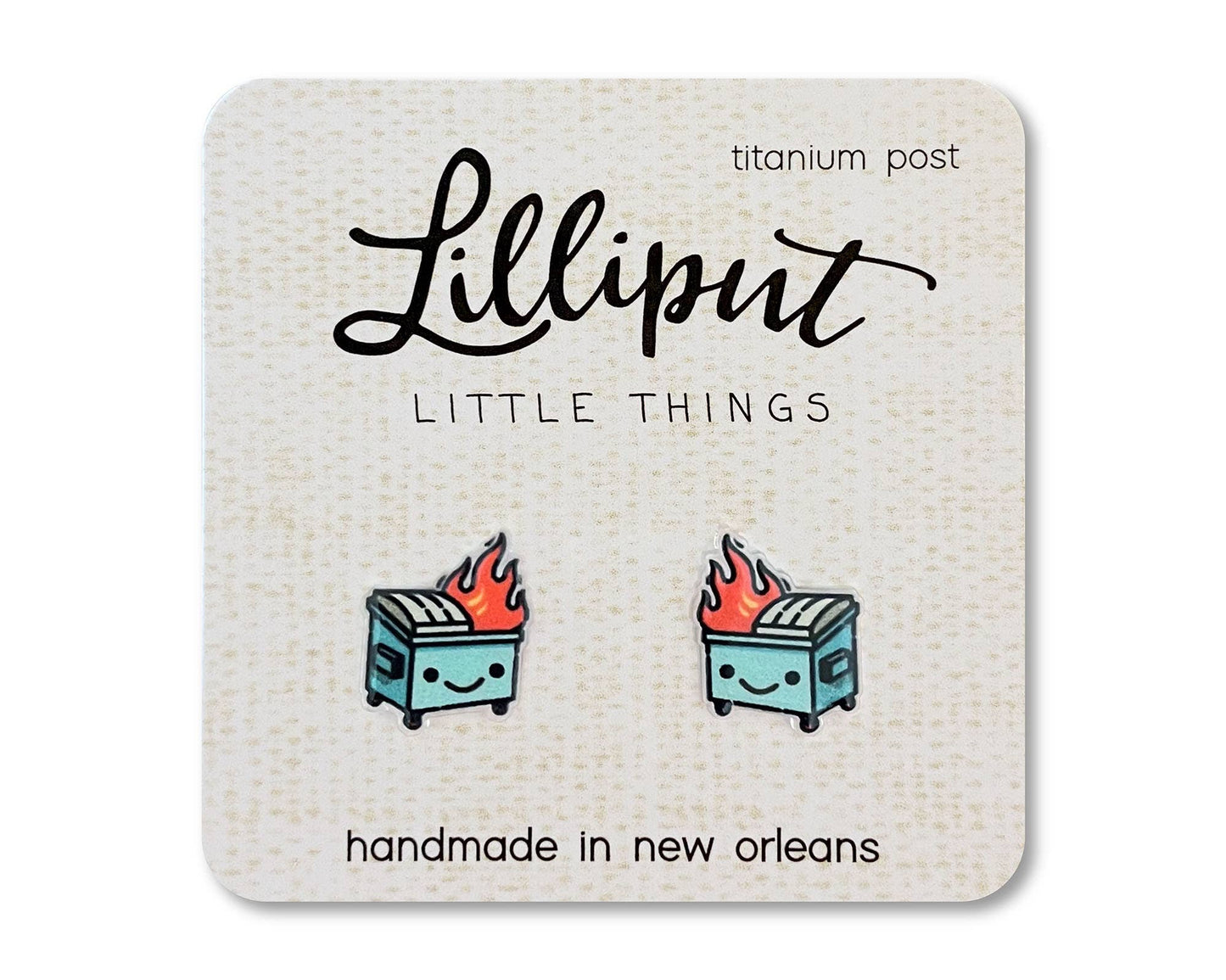 Kawaii Dumpster Fire Earrings - #shop_name Lilliput Little ThingsGifts