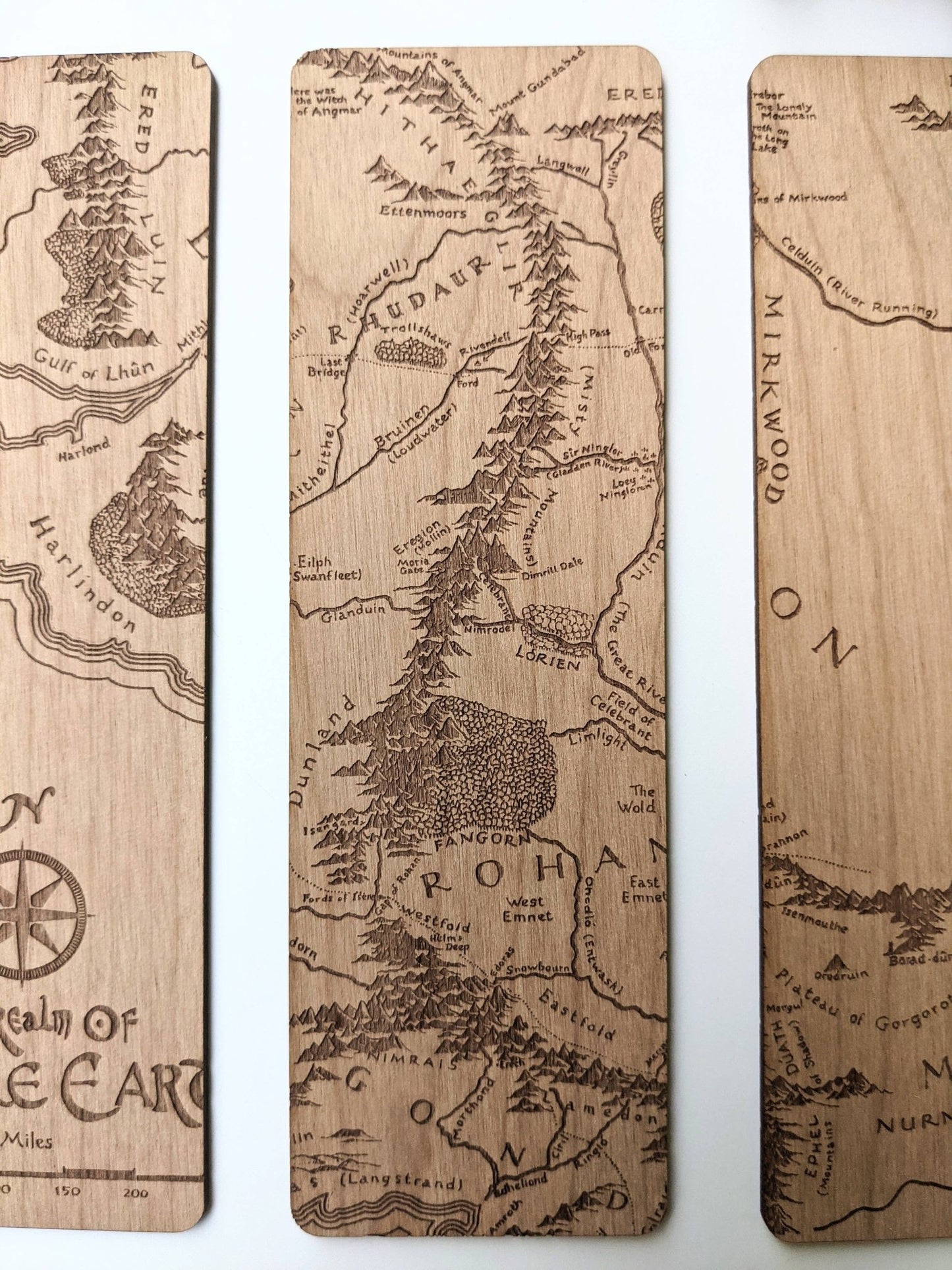 LOTR Rohan Gondor Map Wooden Bookmark - #shop_name NTSD Gaming and Bookish GoodsGifts