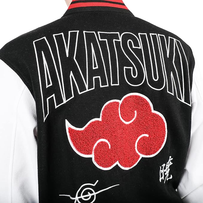 Naruto Akatsuki Embroidered Fleece Letterman Jacket - #shop_name BioworldApparel