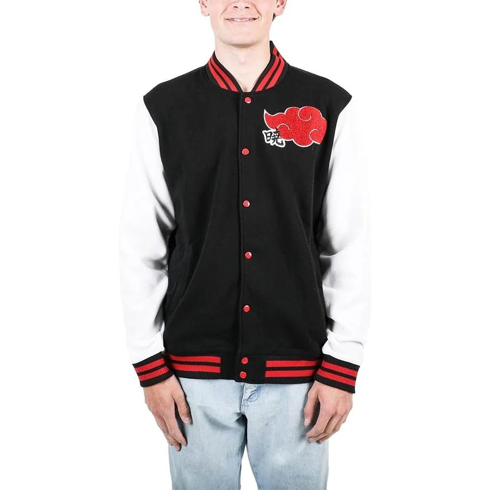 Naruto Akatsuki Embroidered Fleece Letterman Jacket - #shop_name BioworldApparel