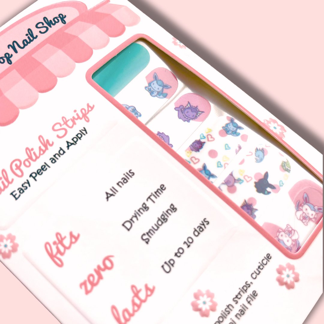 Pastel Eevolution|Nail Wraps|Anime Nail Stickers - #shop_name Cutie Pop Nail ShopBeauty