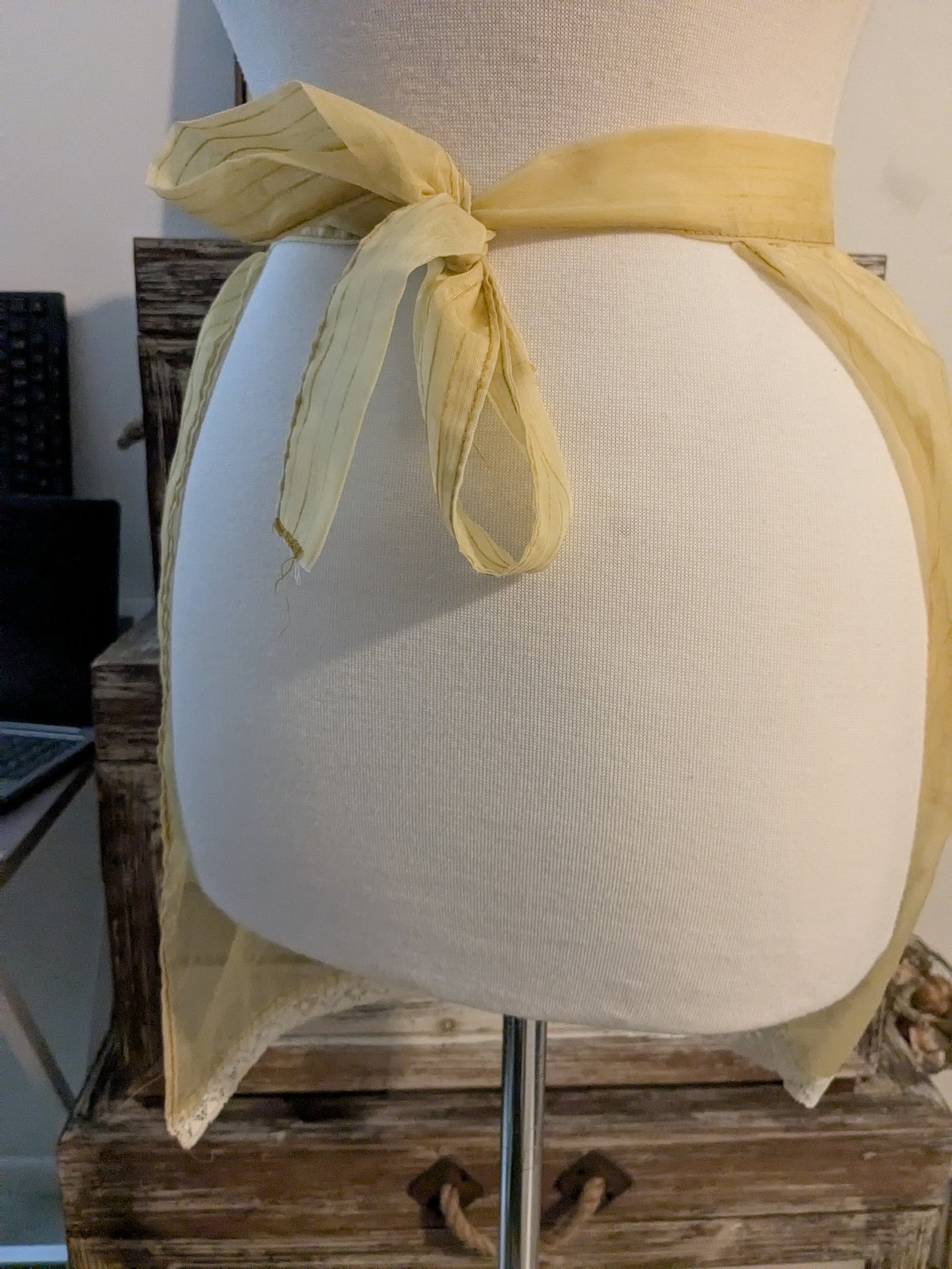 Vintage Yellow Apron with Lace detail