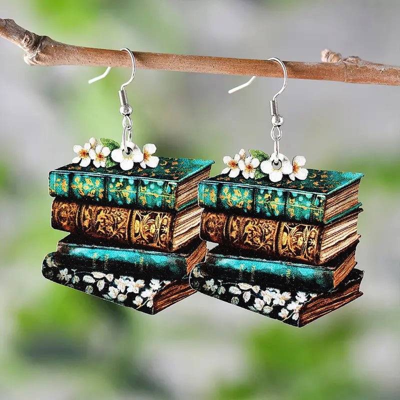 Wooden Vintage Book Earrings - #shop_name TMHeadbands
