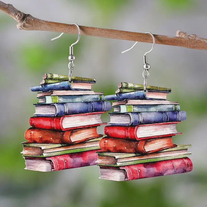Wooden Vintage Book Earrings - #shop_name TMHeadbands