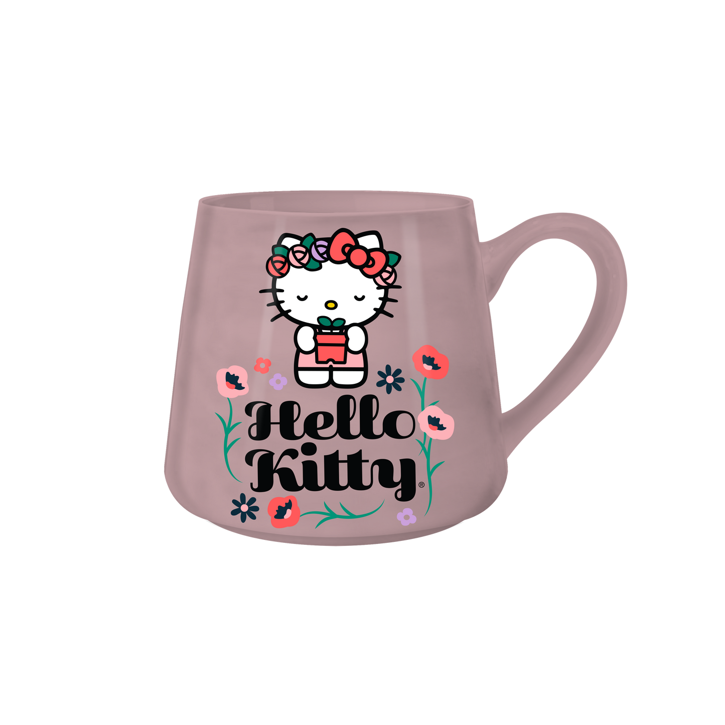 Hello Kitty Flower Badge 14oz Tapered Pottery Mug