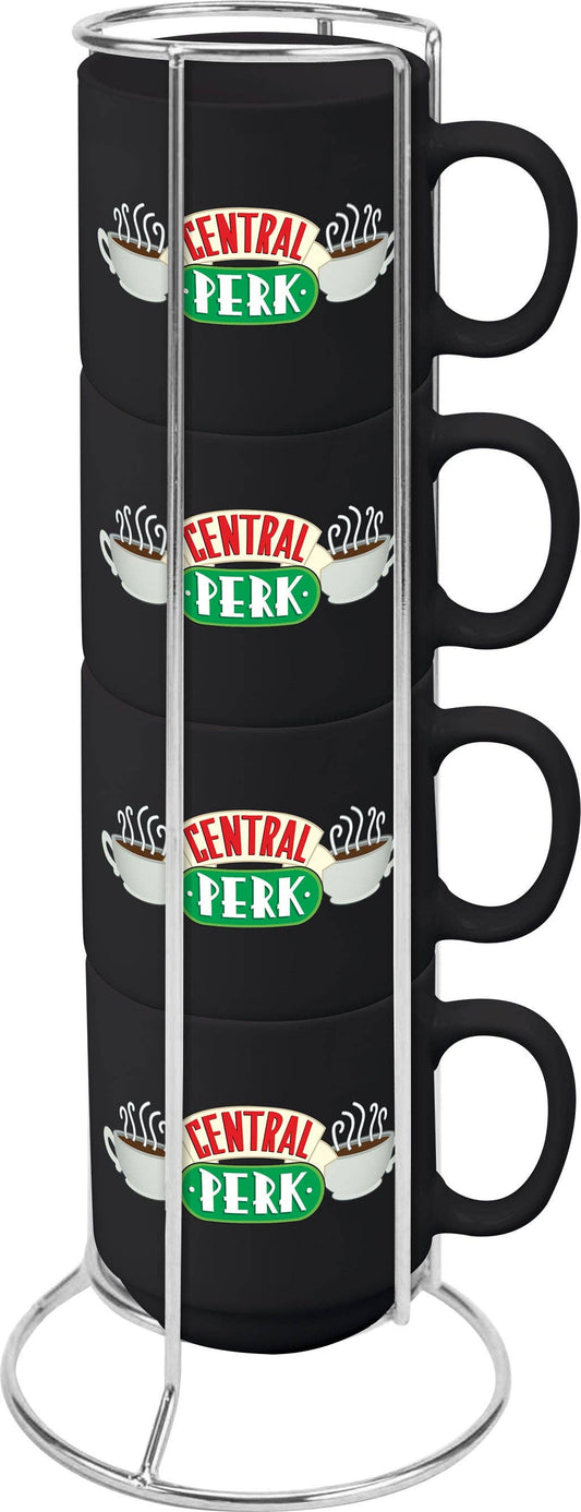 Friends Central Perk Stacking Ceramic Mug 4-PK (black) w/han