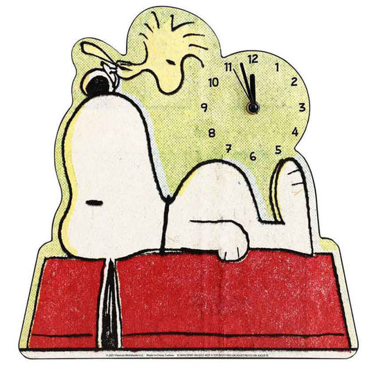 Peanuts Snoopy & Woodstock Doghouse Wood Wall Clock