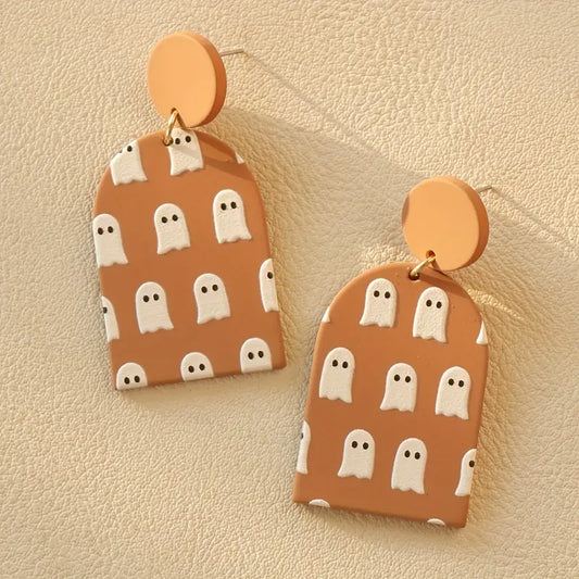 Beige Ghost Acrylic Earrings