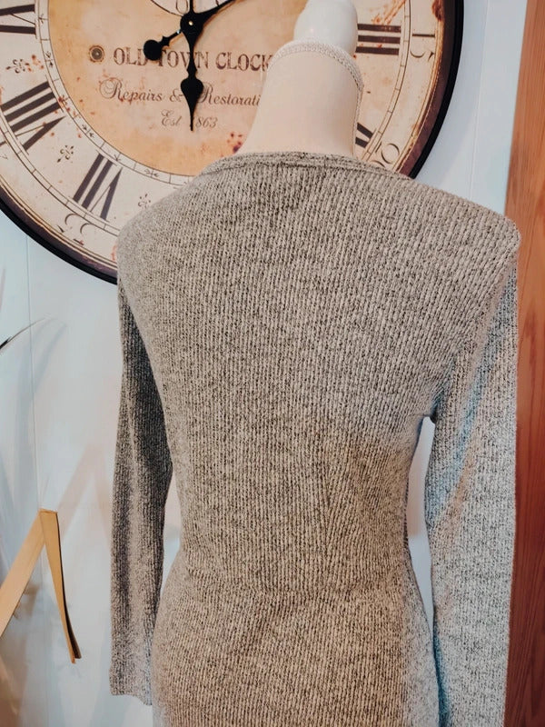 LOFT Gray Knit Long Sleeve Dress XS