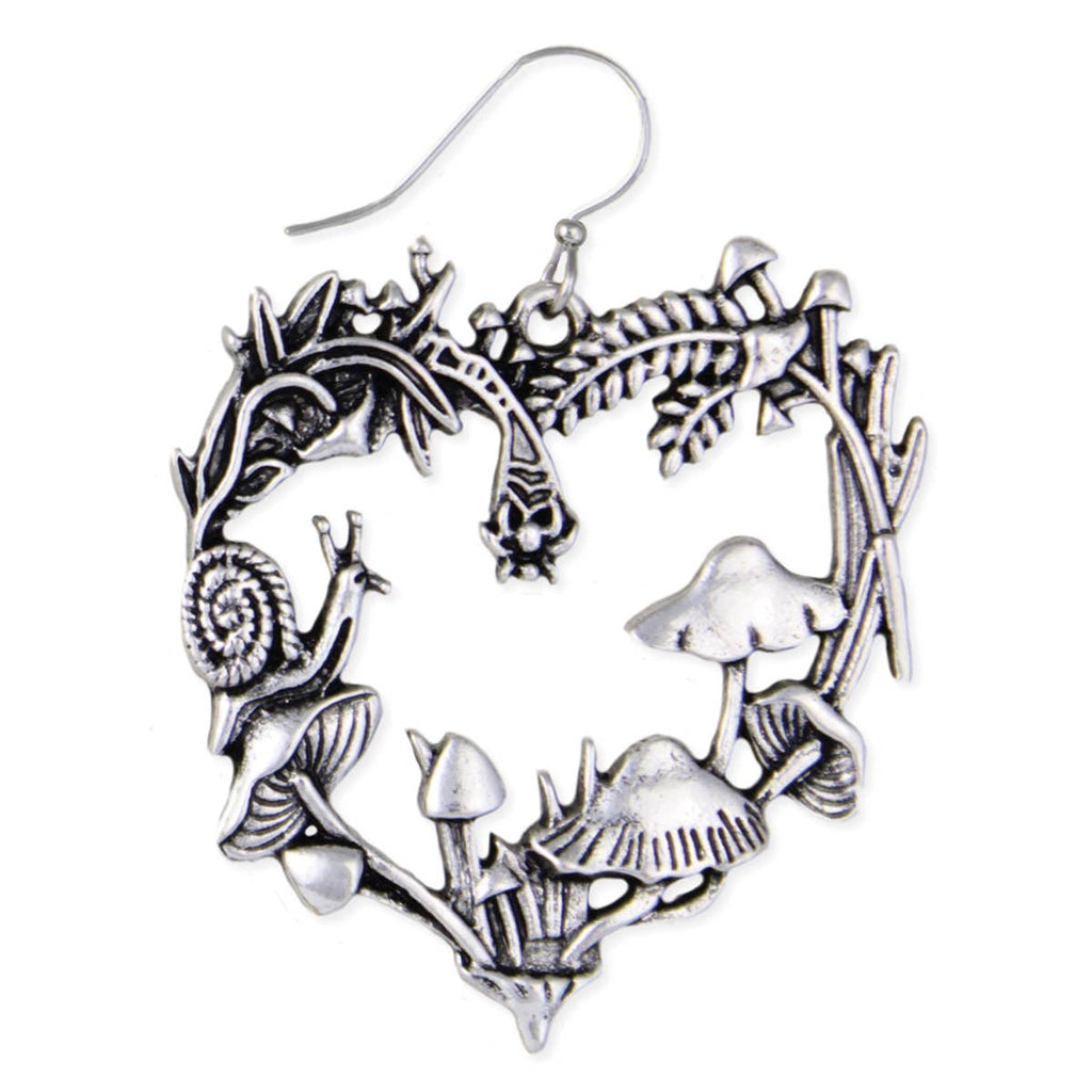 ZAD - Natural Love Silver Mushroom Heart Earrings