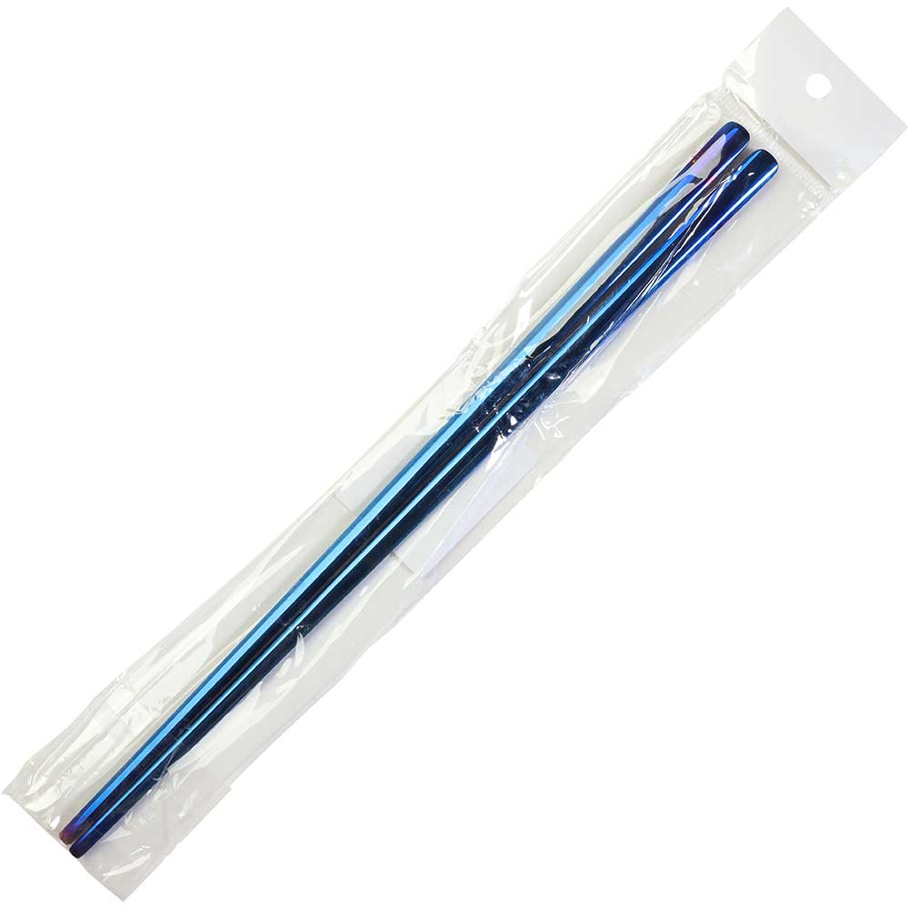  Flat Korean Stainless Steel Chopsticks Iridescent Blue