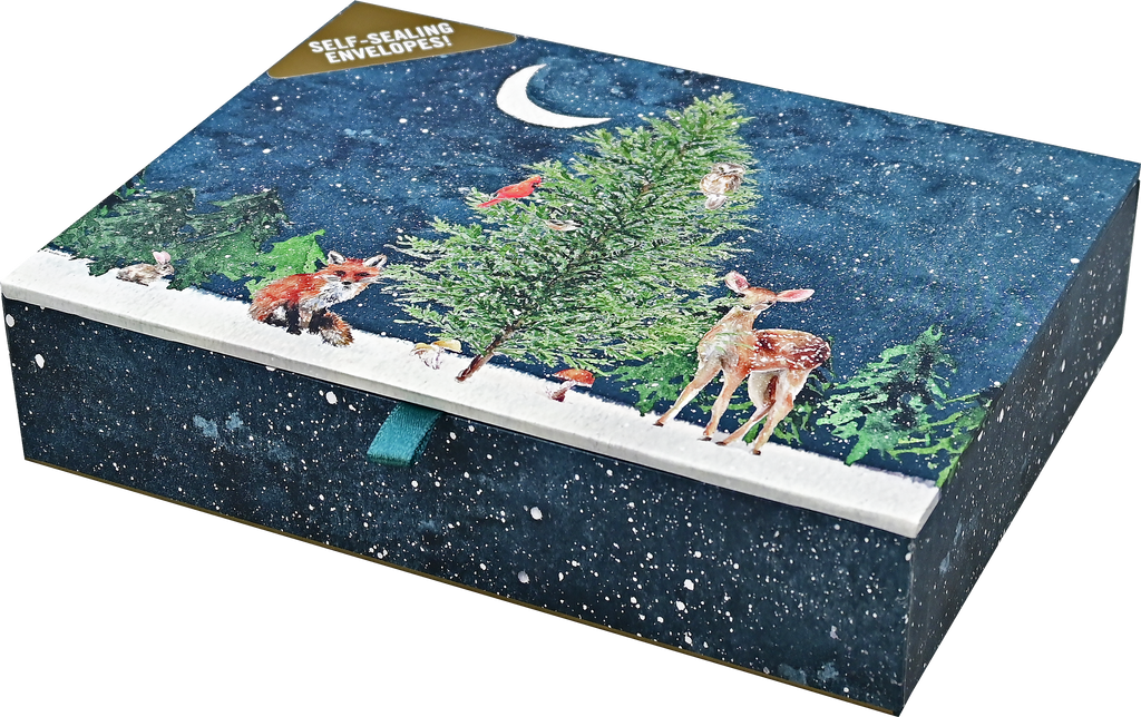 Peter Pauper Press - Moonlit Forest Friends Deluxe Boxed Holiday Cards