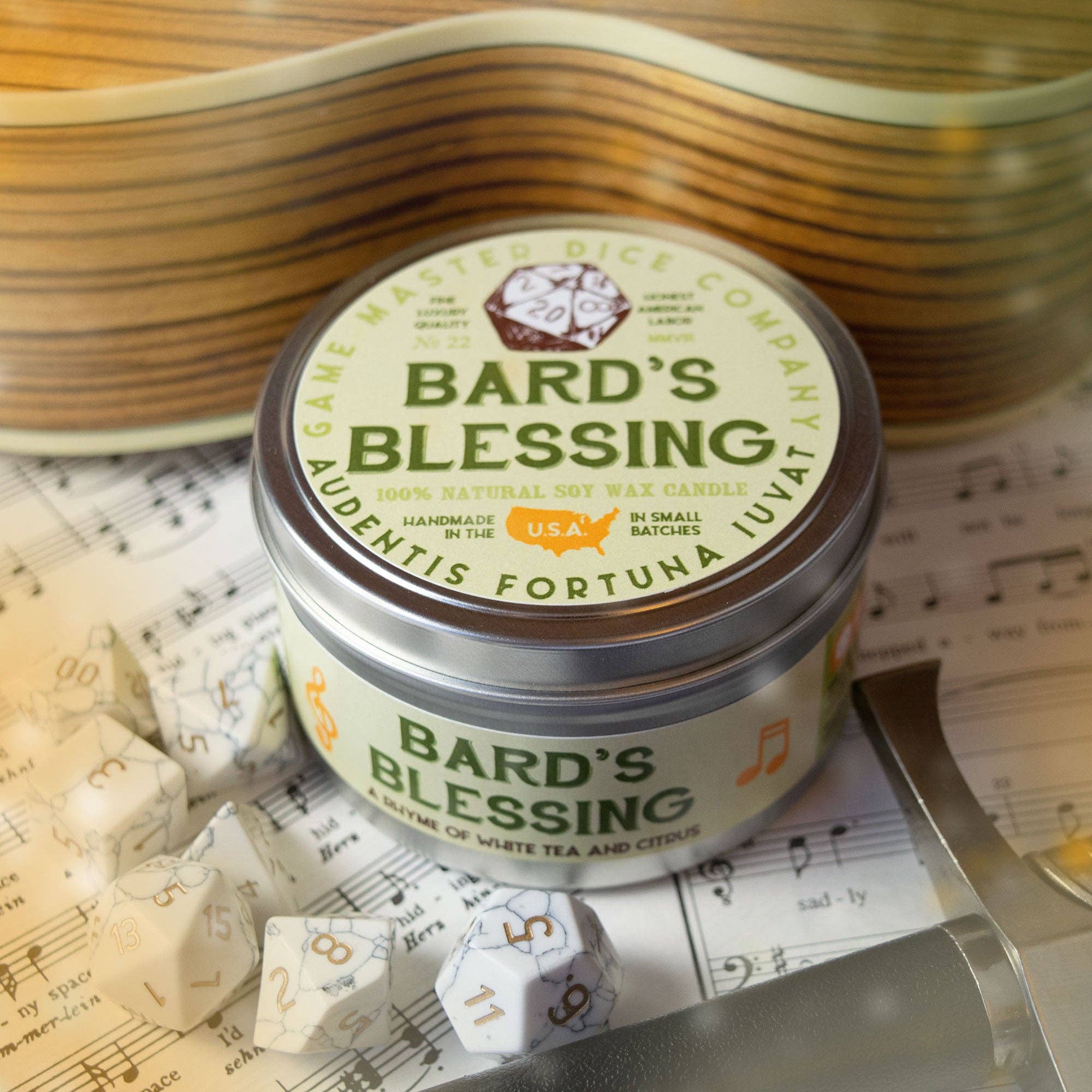 Game Master Dice - Bard's Blessing Gaming Candle