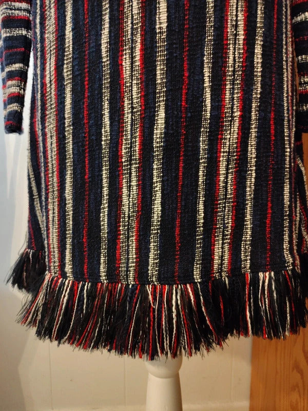 BCBGMaxazria Striped Fringe Tunic Dress XXS