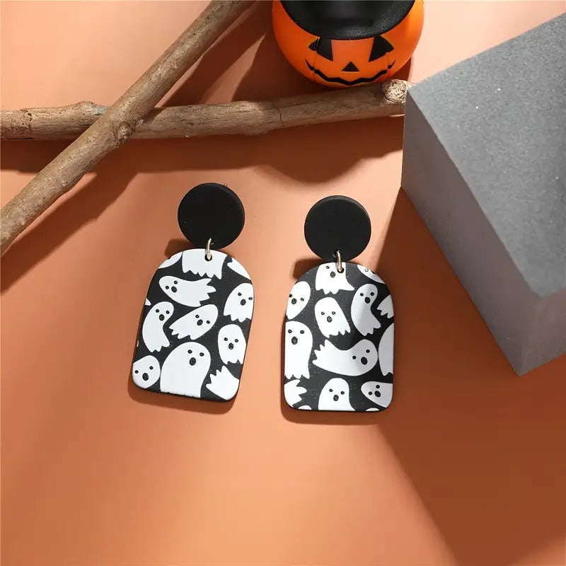 Black & White Ghost Acrylic Earrings