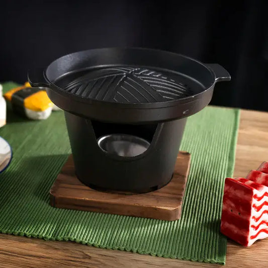 Yakiniku Grill With Burner Stove With Wooden Trivet