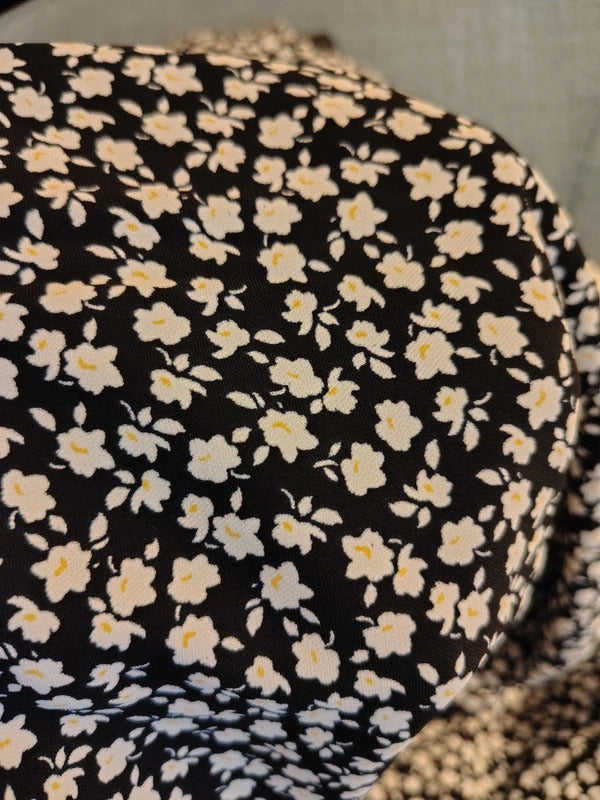 Luna Black & Cream Floral Tiered Midi Skirt | Medium
