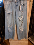 Forever 21 Light Blue Ripped Jeans Sz 28 Low Rise Baggy NWT