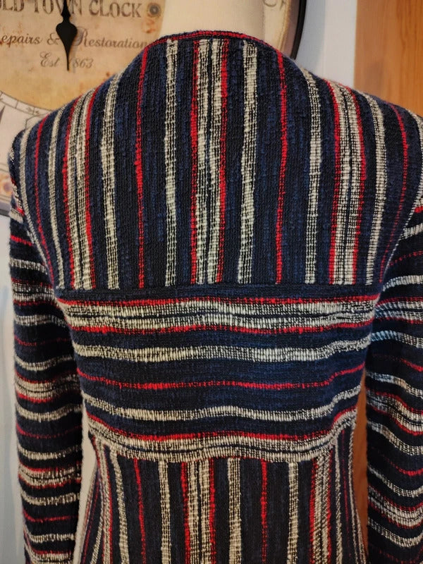 BCBGMaxazria Striped Fringe Tunic Dress XXS