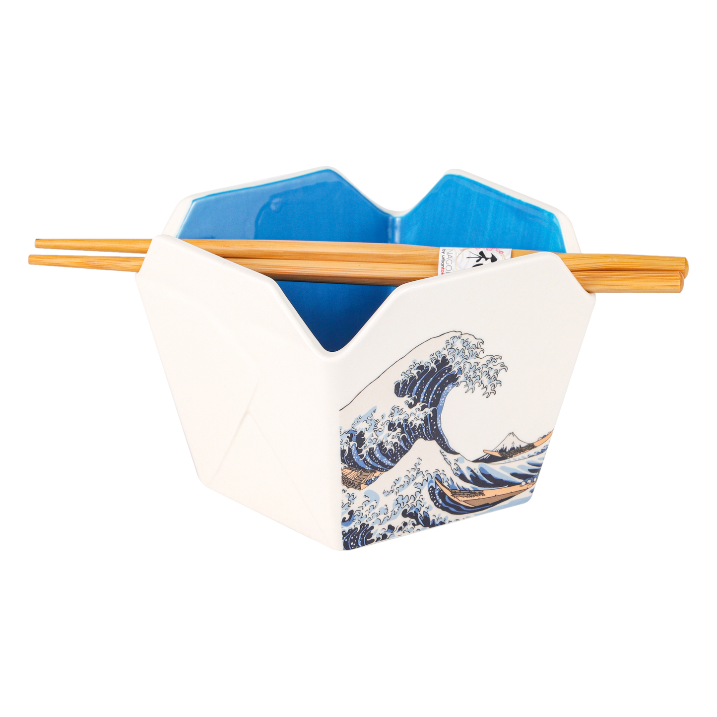 16oz 5"W x 4"H Takeout Box Serving Bowl With Chopsticks Hokusai Wave