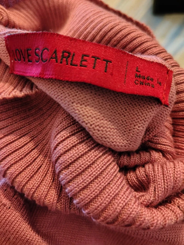 Love Scarlett Pink Heart Turtleneck Sweater | Large