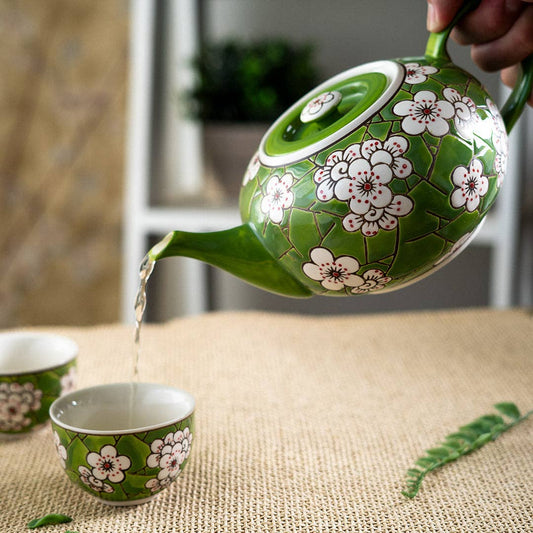 Urban Tokyo - Ume Plum Blossoms Green Tea Set 26oz Tea Pot with 2 Cups