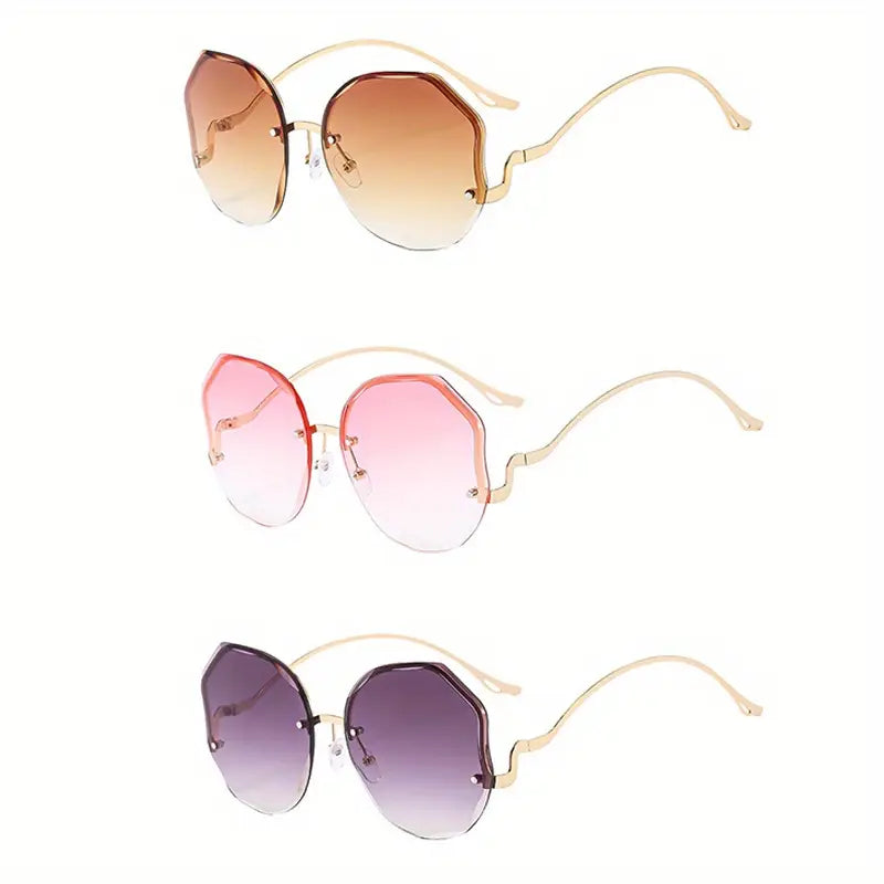 Fashion Sunglasses Frameless  Antiglare With Pink Shading