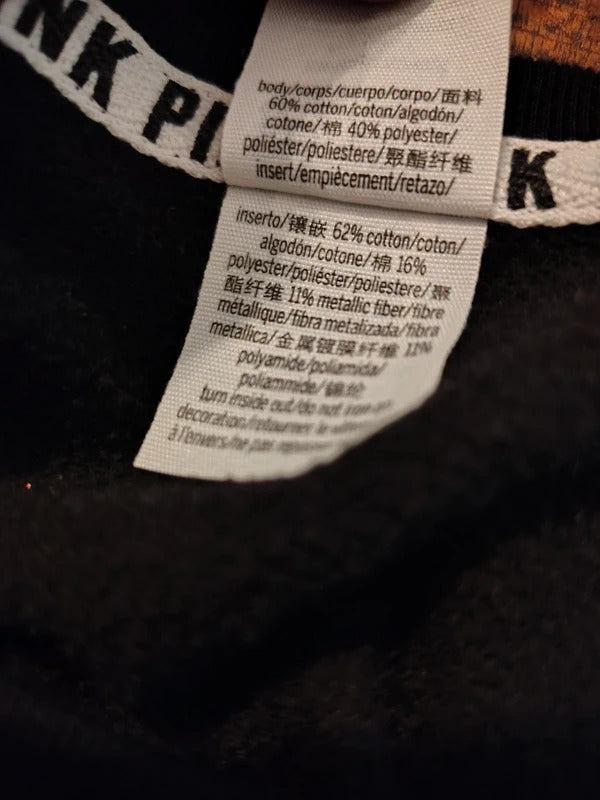 PINK by Victoria's Secret Black Glitter Sweatshirt Size Small